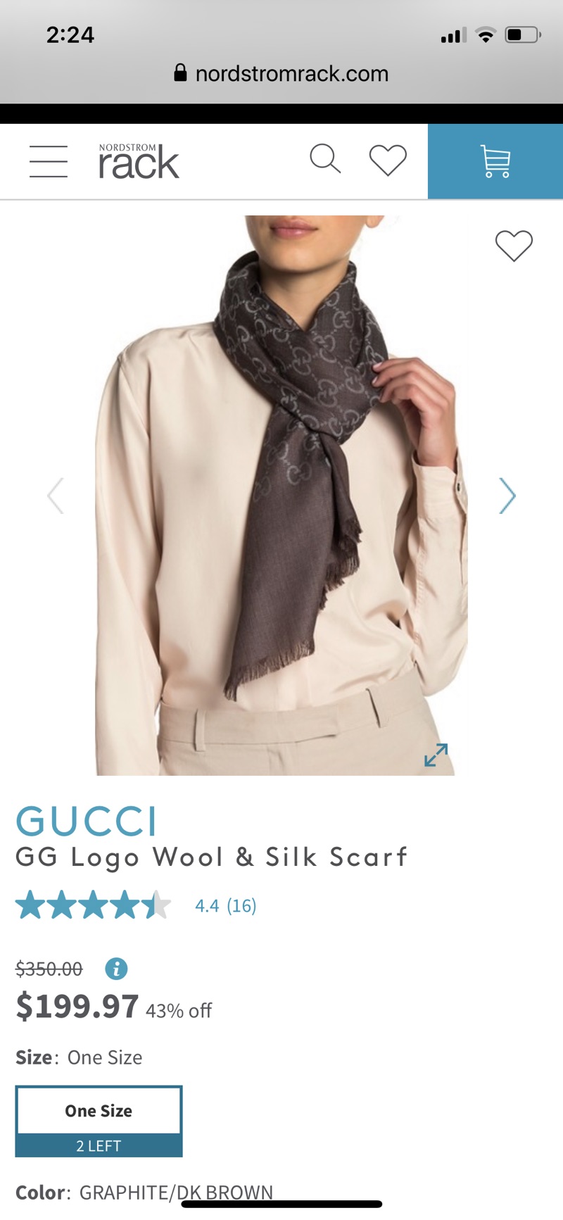 古驰GUCCI | GG Logo Wool & Silk Scarf | Nordstrom Rack