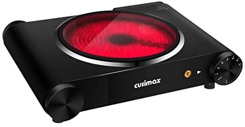 CUSIMAX Electric Burner Hot Plate for Cooking Cast Iron hot plates Heat-up in Seconds Adjustable Temperature Control Stainless Steel