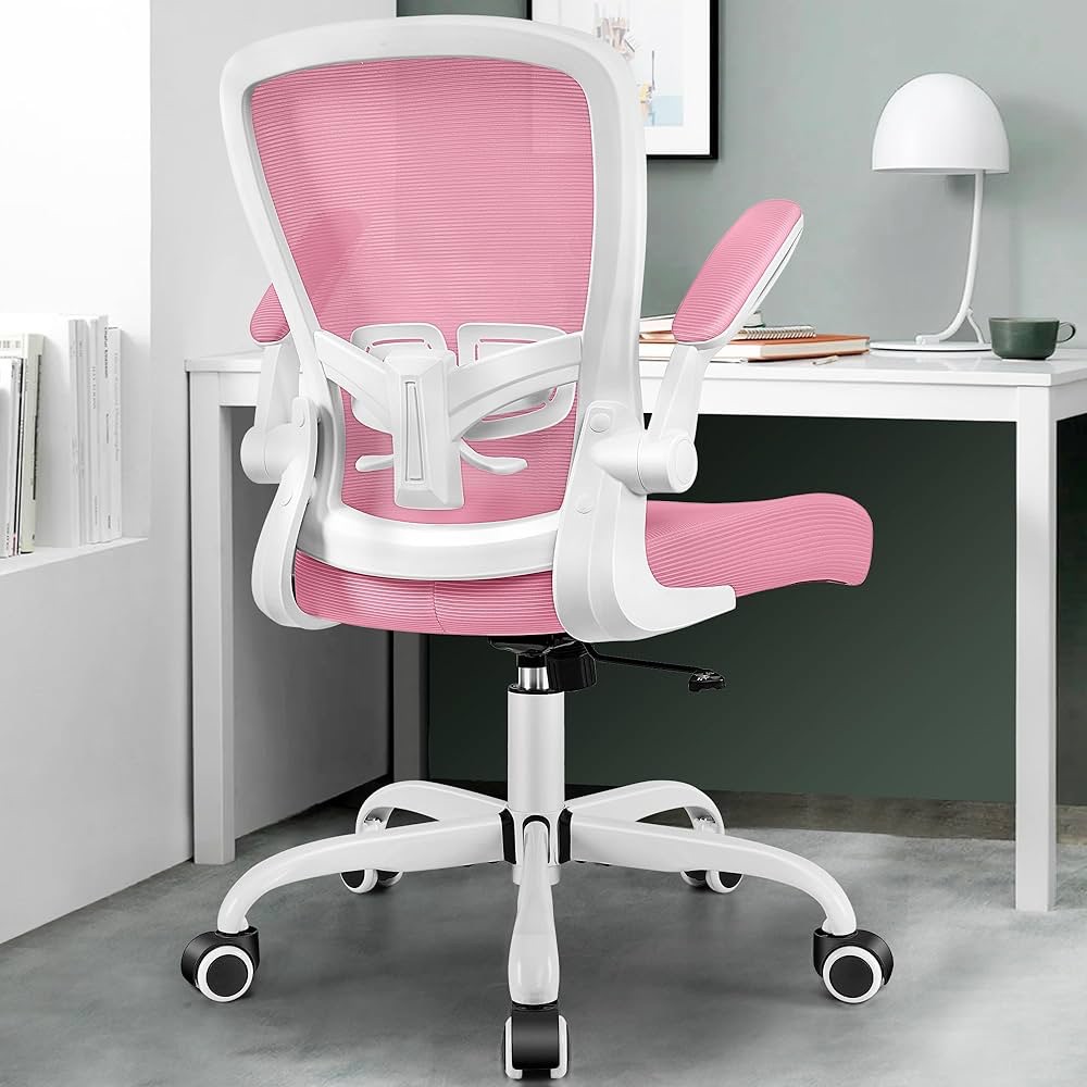 MINLOVE Office Chair Ergonomic Desk Chair with Adjustable Lumbar Support and Height, 90° Flip-up Armrests, Ergo Desk Chairs with Wheels, 360° Swivel Mesh Chair, Home Work Use (Pink) : Amazon.ca: Home
