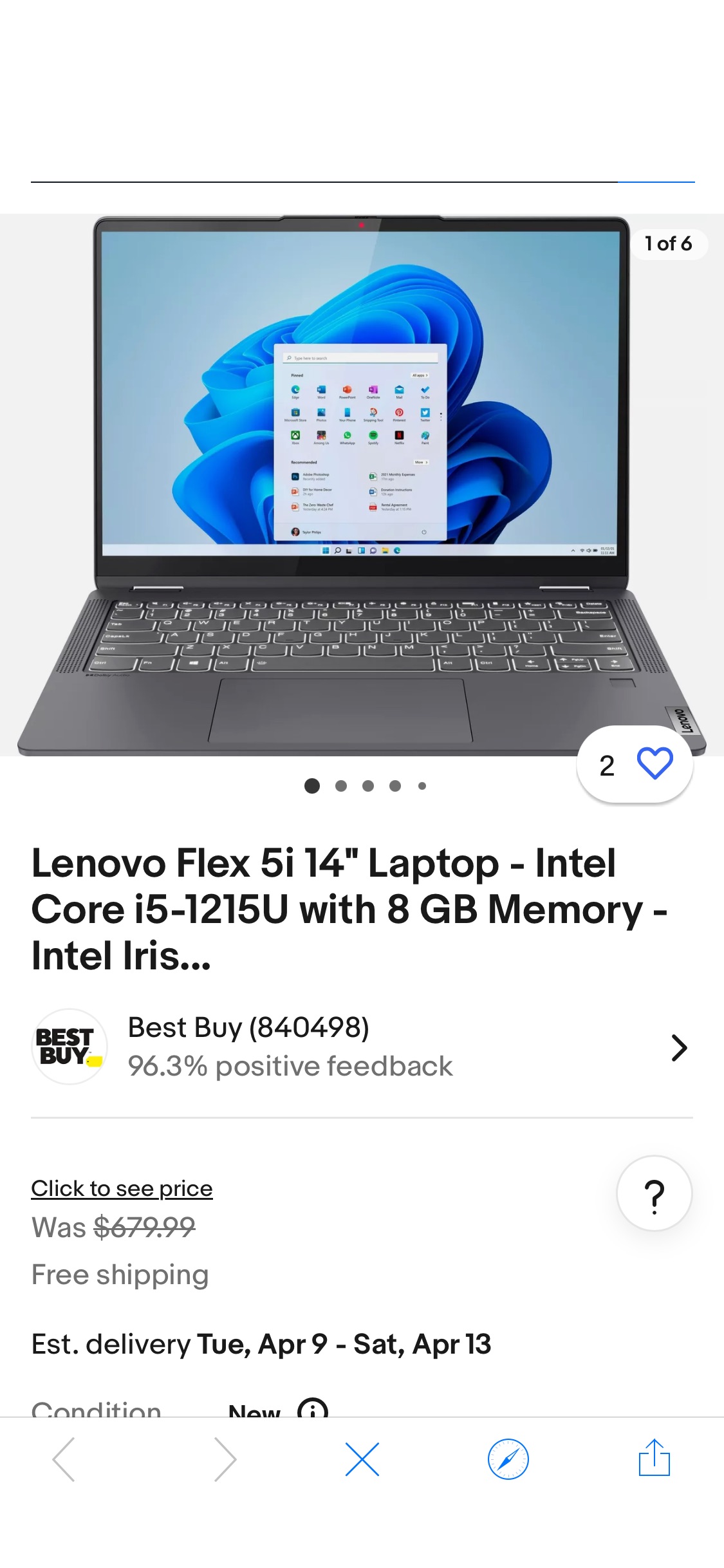 Lenovo Flex 5i 14" Laptop - Intel Core i5-1215U with 8 GB Memory - Intel Iris... | eBay