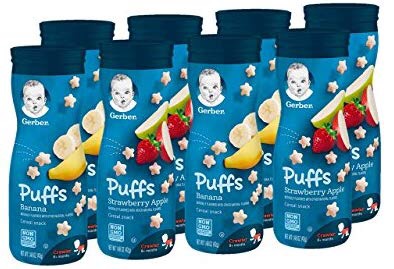 Gerber Puffs Cereal Snack, Banana & Strawberry Apple, 8 Count嘉宝泡芙，八瓶装