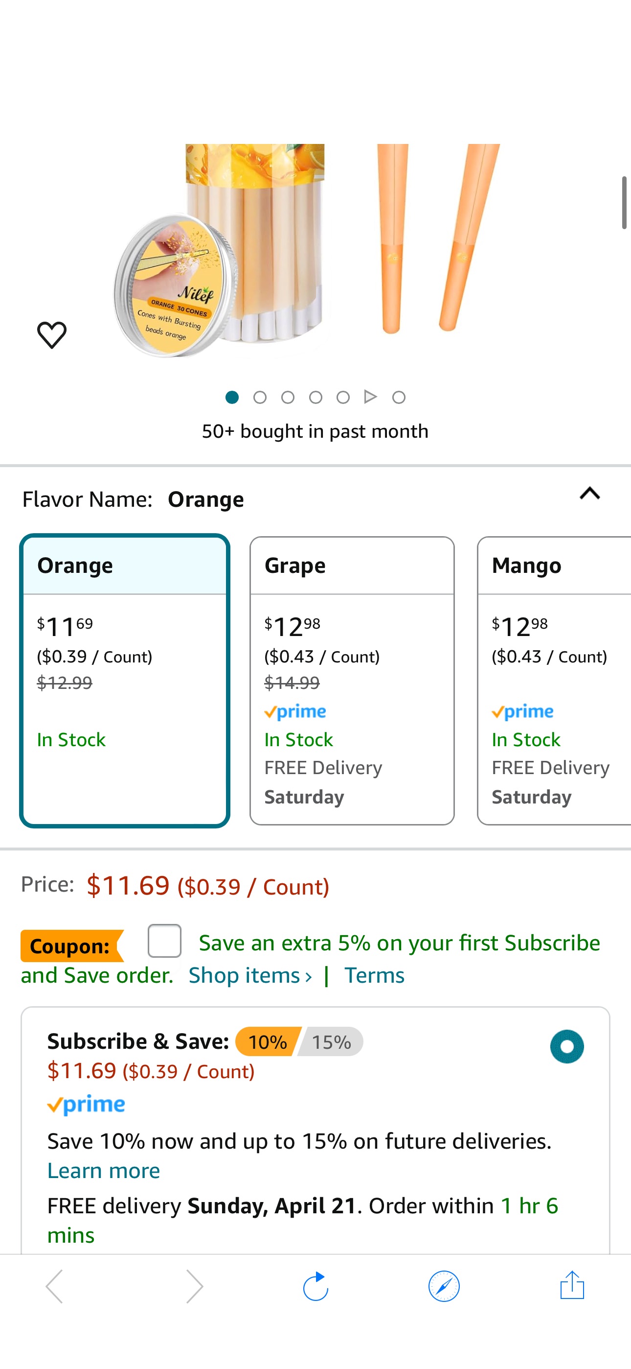 Amazon.com: Nilef Pre Rolled Cones Flavored (Color Paper, 30 Packs, 1 1/4, Orange [NEW]) | Filter Tip coupon