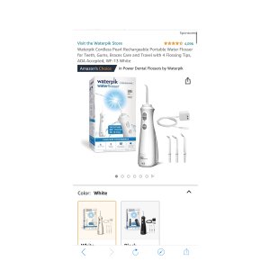 $51.99 Amazon.com: Waterpik Cordless Pearl Rechargeable Portable Water Flosser for Teeth, Gums, Braces Care and Travel with 4 Flossing Tips, ADA Accepted, WF-13 White : Everything Else