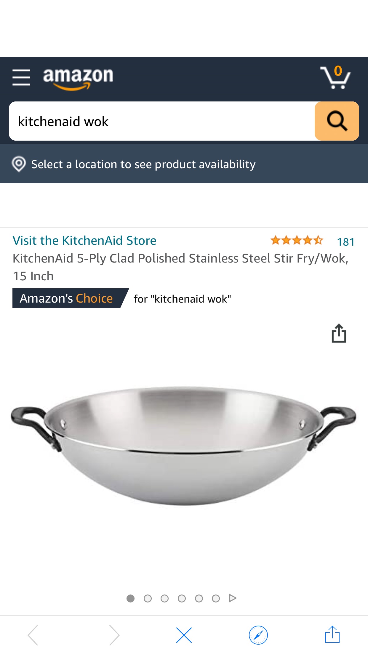 KitchenAid 5层抛光不锈钢炒锅，15英寸