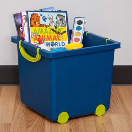 IRIS Toy Storage Box, Navy Blue - Walmart.com IRIS玩具收纳箱带滚轮和盖子