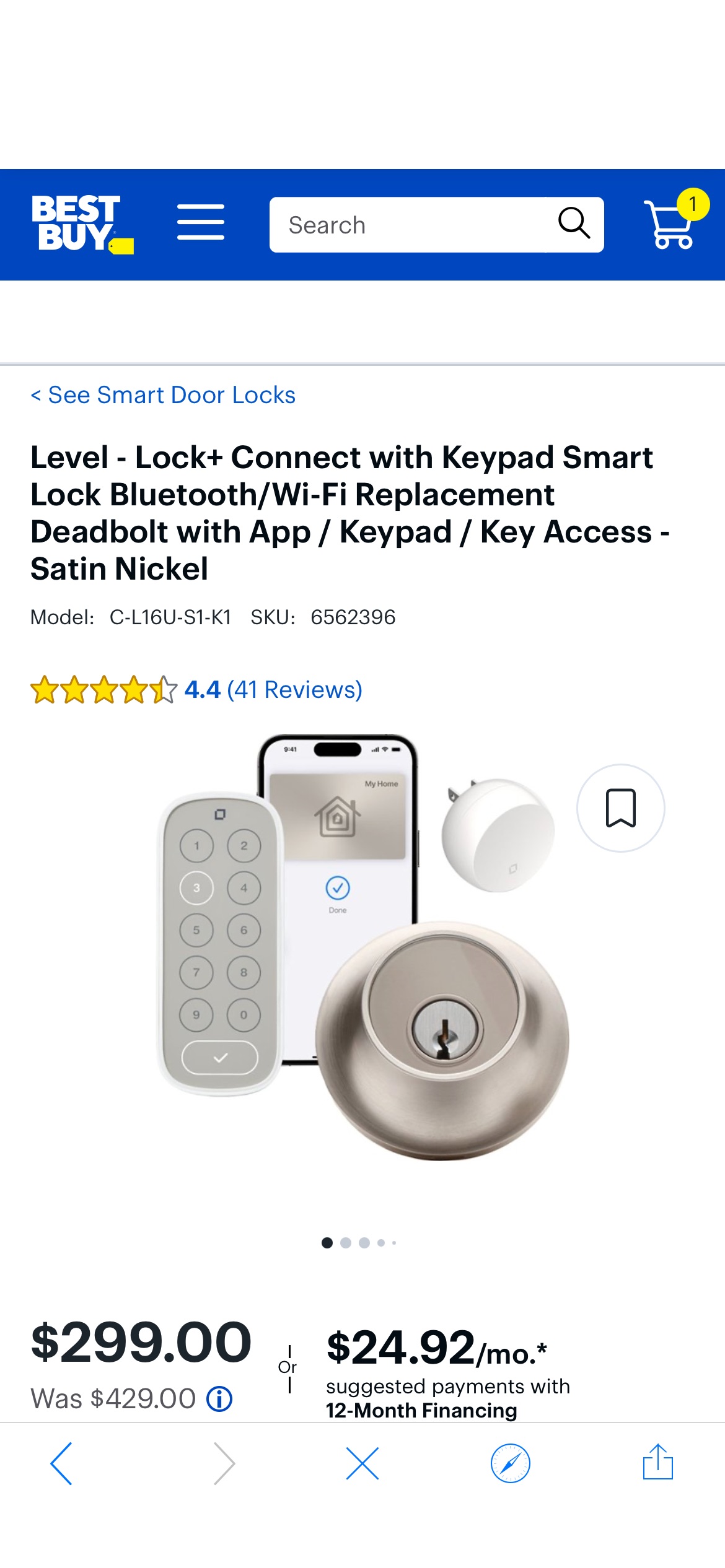 Level Lock+ Connect with Keypad Smart Lock Bluetooth/Wi-Fi Replacement Deadbolt with App / Keypad / Key Access Satin Nickel C-L16U-S1-K1 - Best Buy