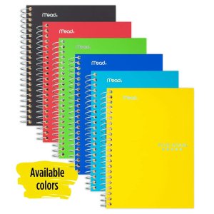 Mead Five Star Spiral Notebook, 100 Sheets, 7" x 5"