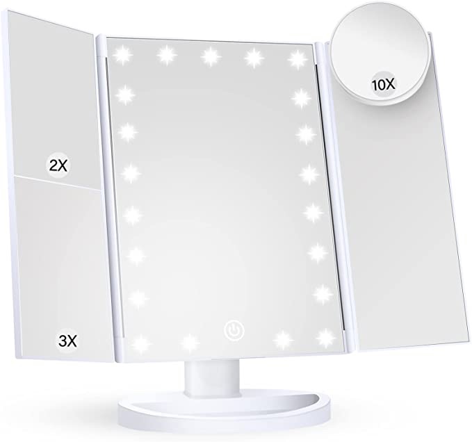 Amazon.com - 带灯的化妆镜梳妆镜，2倍3倍10倍率，