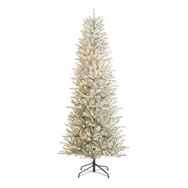 6.5 ft Pre-Lit G50 Color-Changing LED Trinity Flocked Pine Artificial Christmas Tree, Green, by Holiday Time - Walmart.com