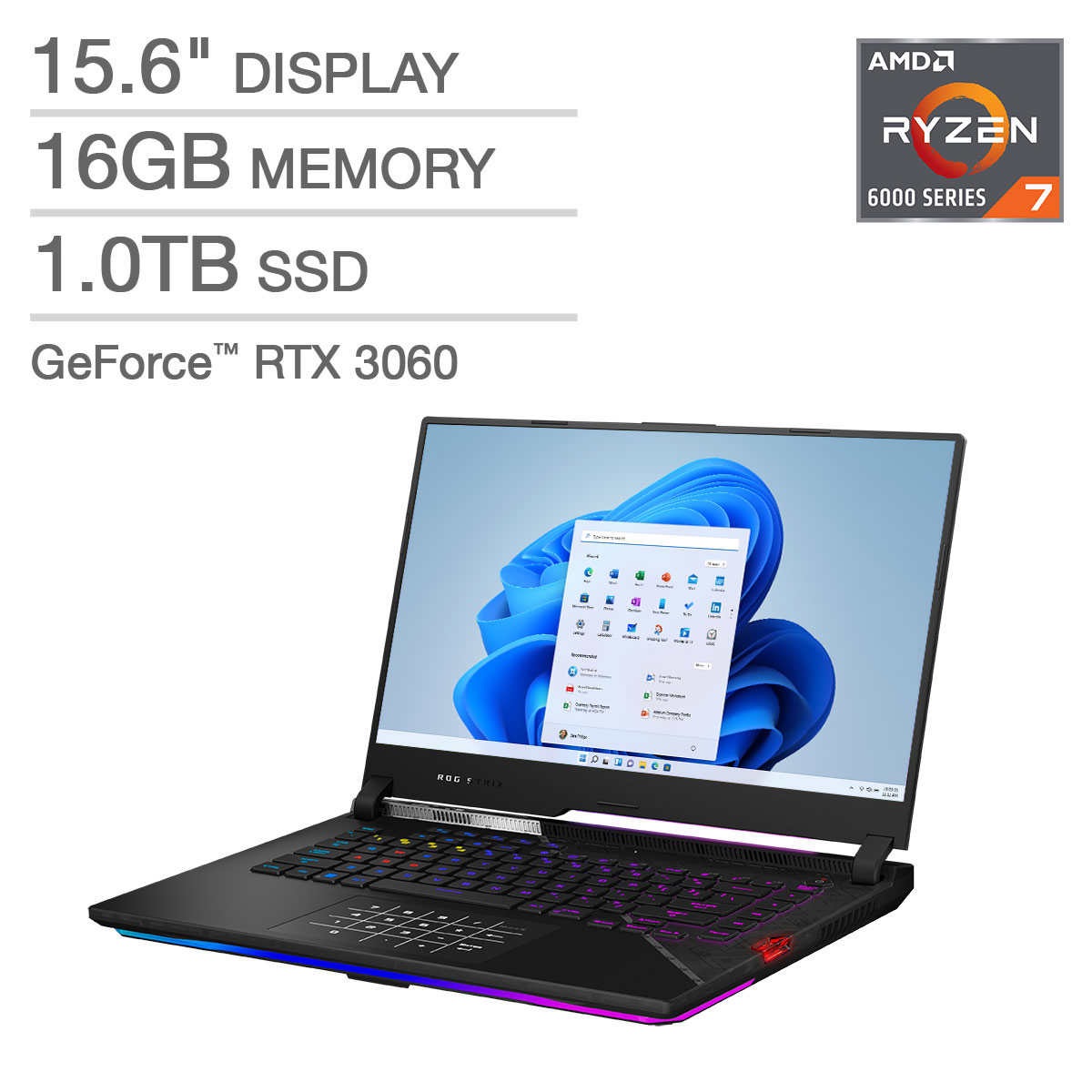 ASUS 15.6" ROG Strix G15 Laptop - AMD Ryzen 7 6800H - GeForce RTX 3060 - 1080p - Eclipse Gray | Costco