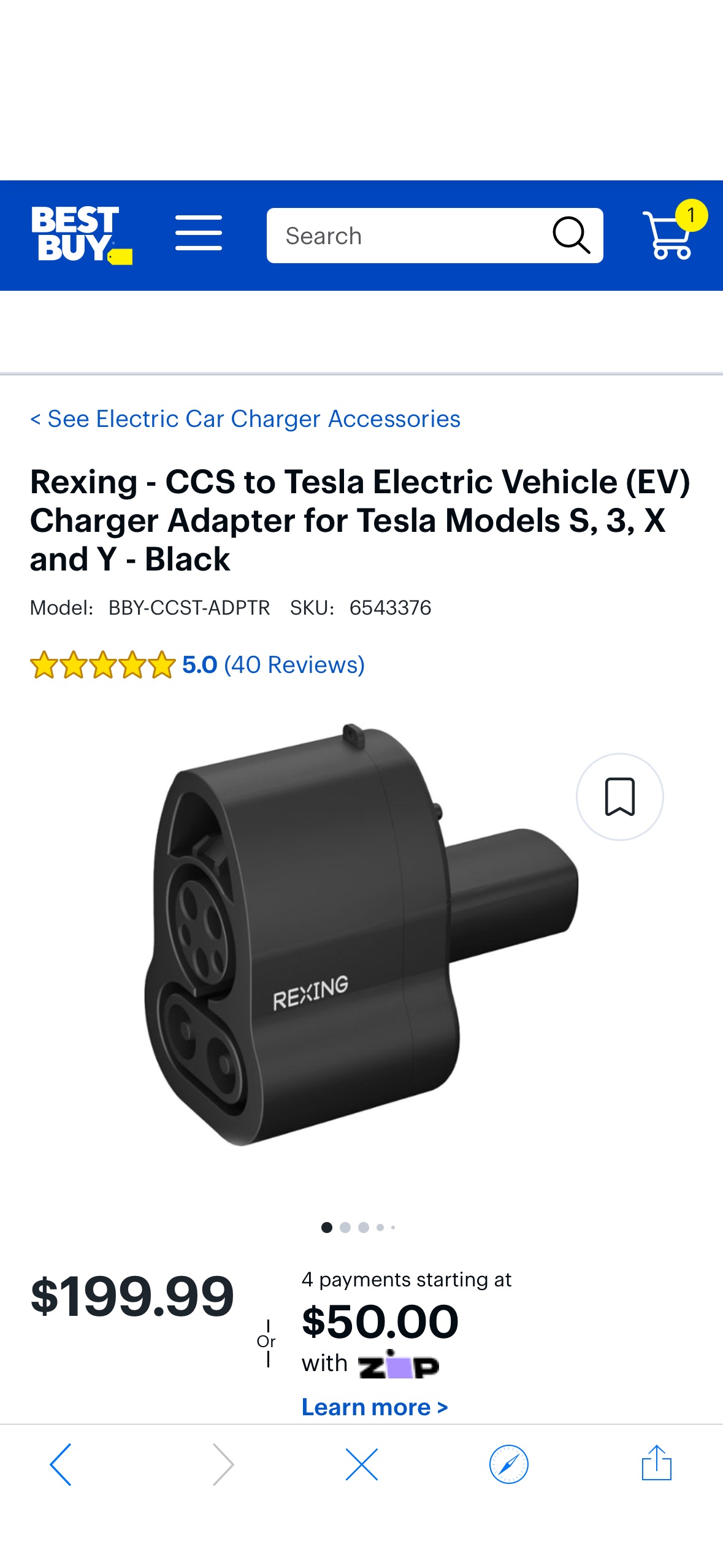 Rexing CCS to Tesla Electric Vehicle (EV) Charger Adapter for Tesla Models S, 3, X and Y Black BBY-CCST-ADPTR - Best Buy