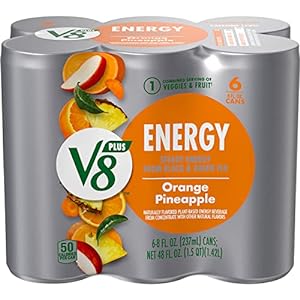 Amazon.com : V8 +ENERGY Orange Pineapple Energy Drink, Made with Real Vegetable and Fruit Juices, 8 FL OZ Can (Pack of 6) : Grocery &amp; Gourmet Food