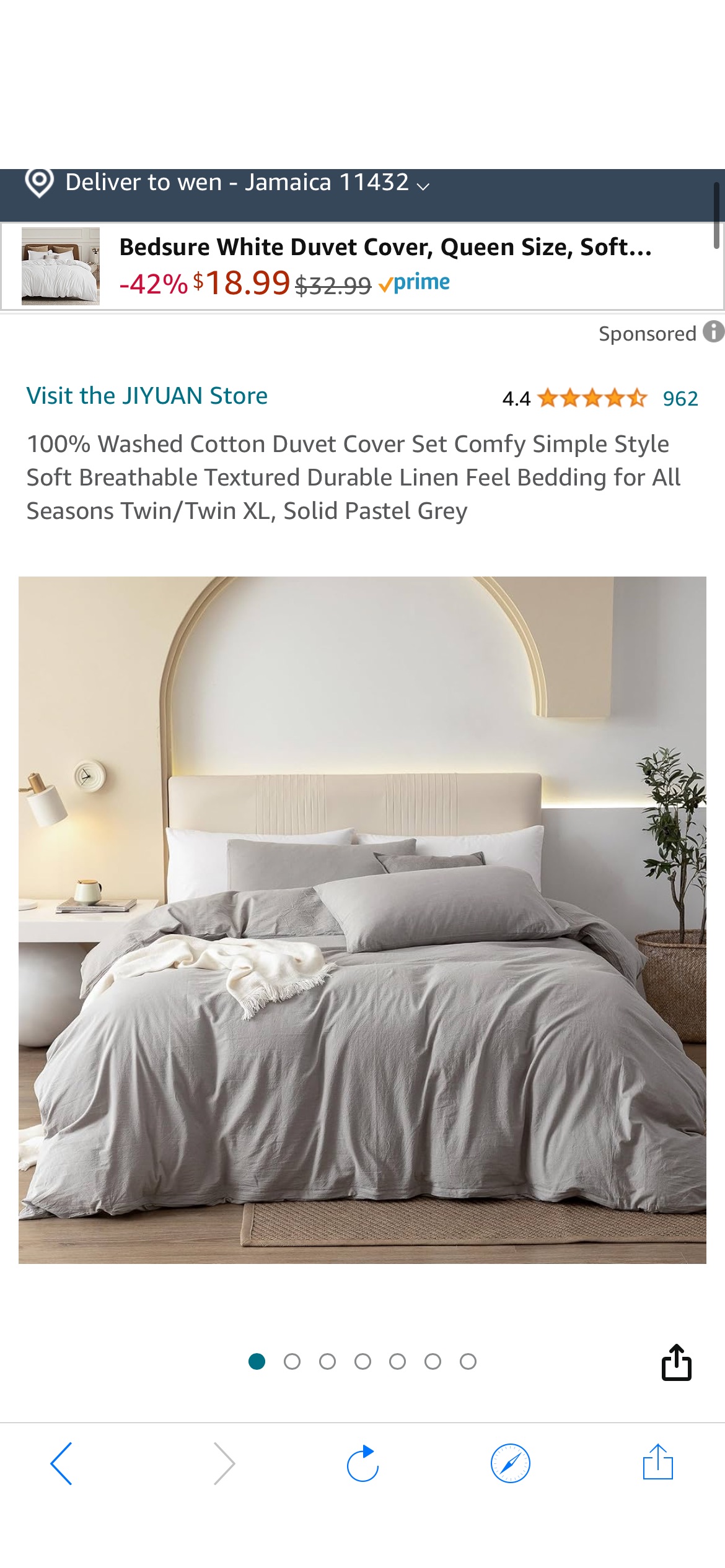 Amazon.com: JIYUAN 100% Washed Cotton Duvet Cover Set Comfy Simple Style Soft Breathable Textured Durable Linen Feel Bedding for All Seasons Twin/Twin XL, Solid Pastel Grey : Home & Kitchen