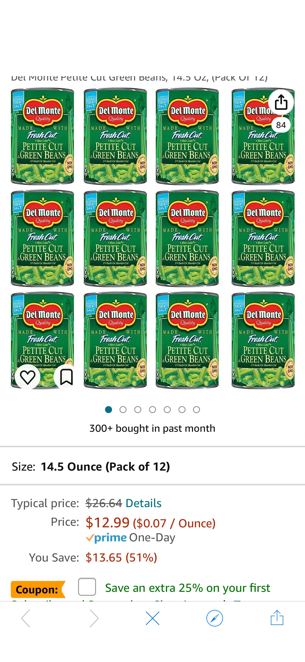 Amazon.com : Del Monte Petite Cut Green Beans, 14.5 Oz, (Pack Of 12) : Grocery & Gourmet Food