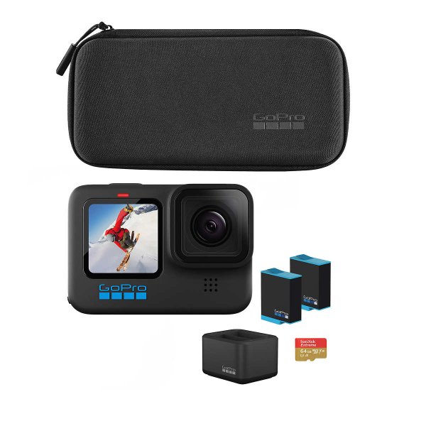 GoPro HERO10 Black 运动相机套装 (2电池+充电座+64GB+包)