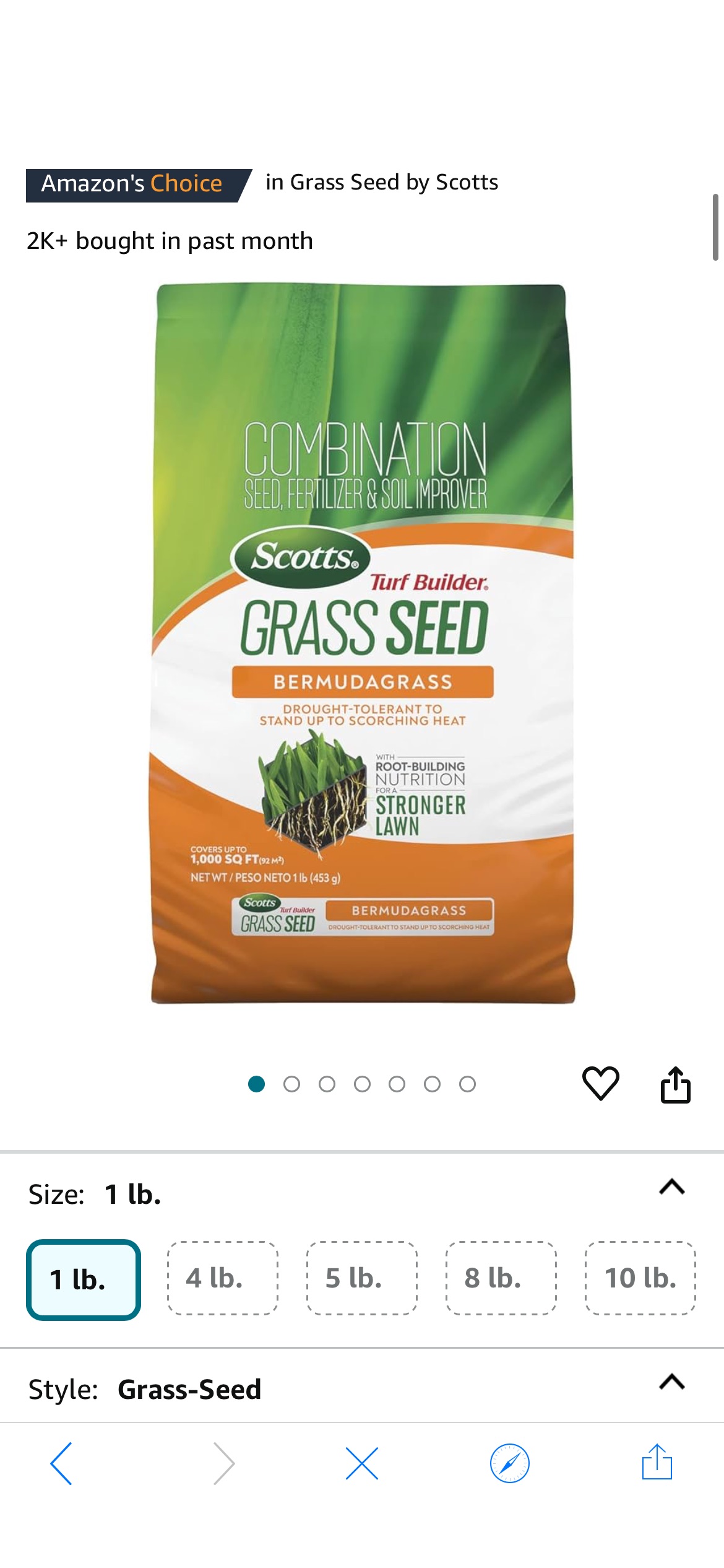 Amazon.com: Scotts Turf Builder Grass Seed Bermudagrass with Fertilizer and Soil Improver, Drought-Tolerant, 1 lb. : Everything Else