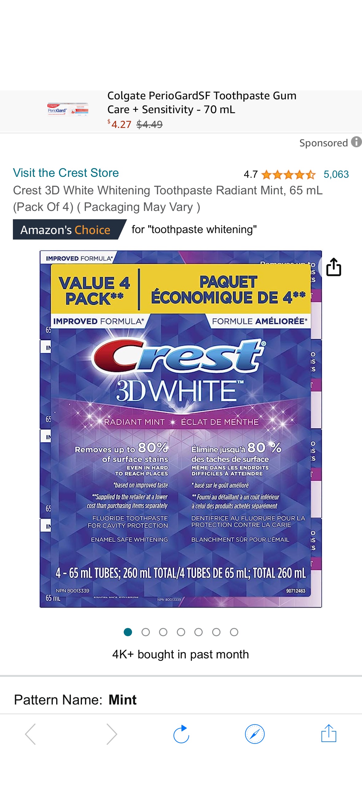 Crest 3D White Whitening Toothpaste Radiant Mint, 65 mL (Pack Of 4) ( Packaging May Vary ) : Amazon.ca: Health & Personal Care