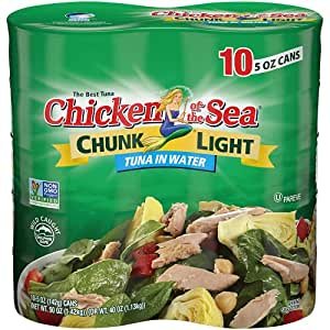Chicken of the Sea, Chunk Light Tuna in Water, 5 oz. Can (Pack of 10)