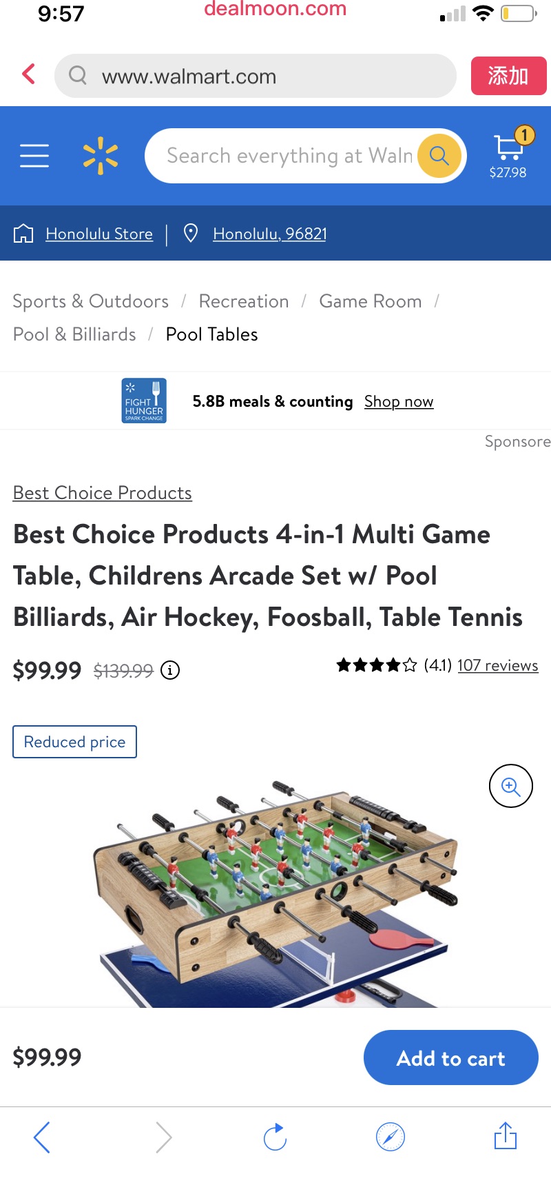 Best Choice Products 4-in-1 Multi Game Table, Childrens Arcade Set w/ Pool Billiards, Air Hockey, Foosball, Table Tennis - 四合一足球桌