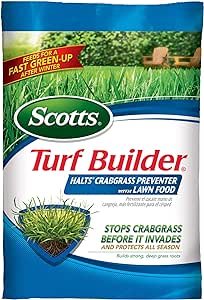 Amazon.com : Scotts Turf Builder Halts Crabgrass Preventer with Lawn Fertilizer, 5,000 sq. ft., 13.35 lbs. : Green Light Crabgrass Preventer With Dimension : Patio, Lawn &amp; Garden