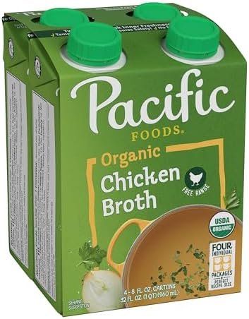 Pacific Foods Organic Free Range Chicken Broth, 8 oz Carton (Pack of 4)