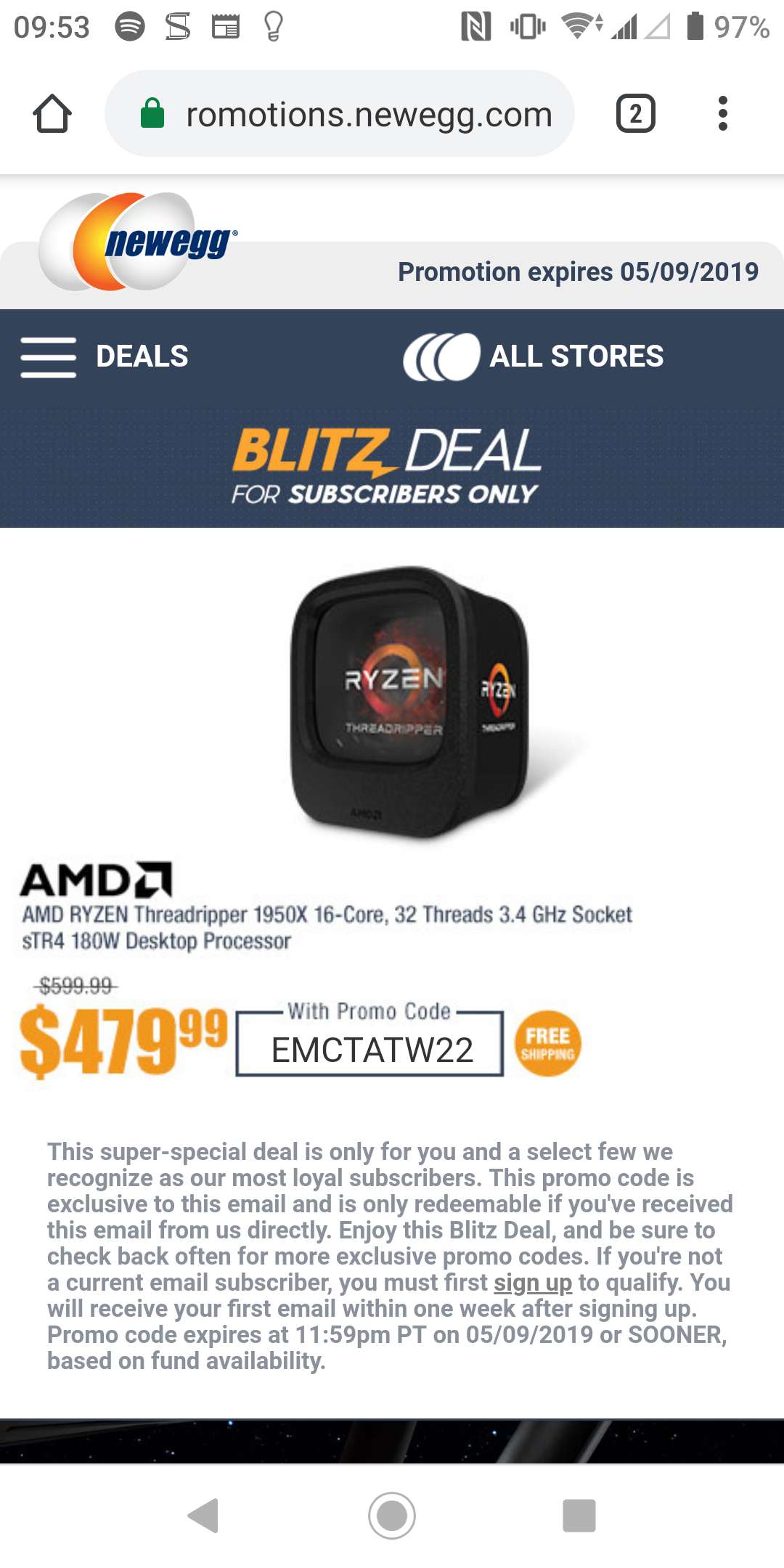 AMD RYZEN Threadripper 1950X 16-Core 32 Threads 3.4 GHz 处理器