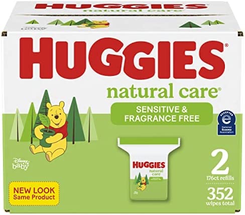 Amazon.com: Sensitive Baby Wipes, Huggies Natural Care Baby Diaper Wipes, Unscented, Hypoallergenic, 99% Purified Water, 2 Refill Packs, 176 Count (Pack of 2) (352 Wipes Total) : Everything Else