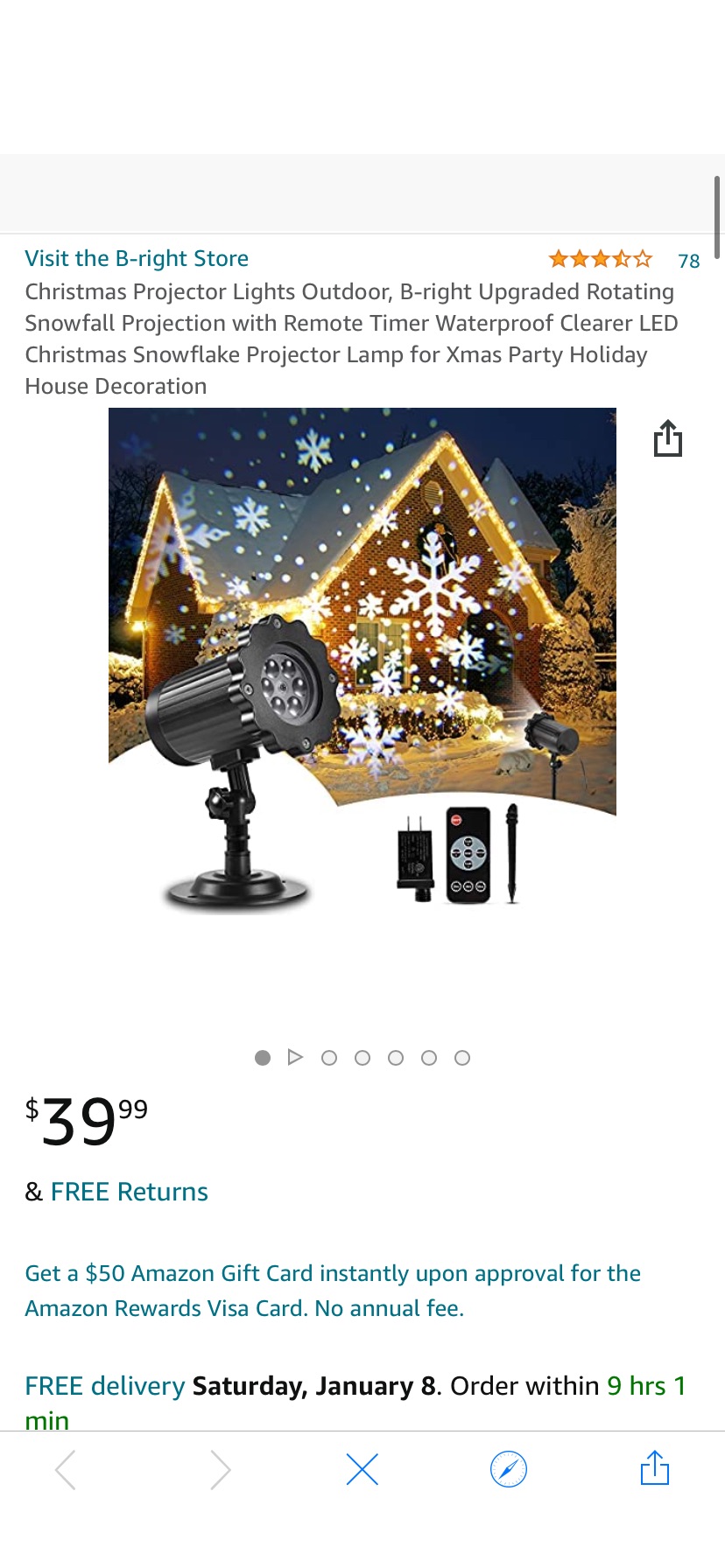 Amazon.com: Christmas Projector Lights Outdoor, B-right Upgraded Rotating Snowfall Projection with Remote Timer Waterproof Clearer LED Christmas Snowflake Projector Lamp 圣诞射灯