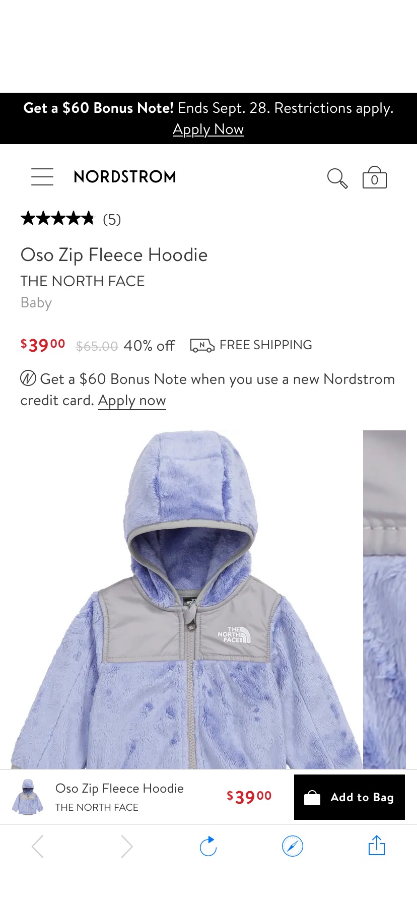 Oso Zip Fleece Hoodie | Nordstrom The North f
Face小孩外套