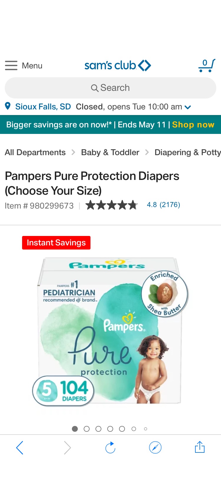 Pampers Pure Protection Diapers (Size 5) - Sam's Club 帮宝适纸尿裤纯净帮