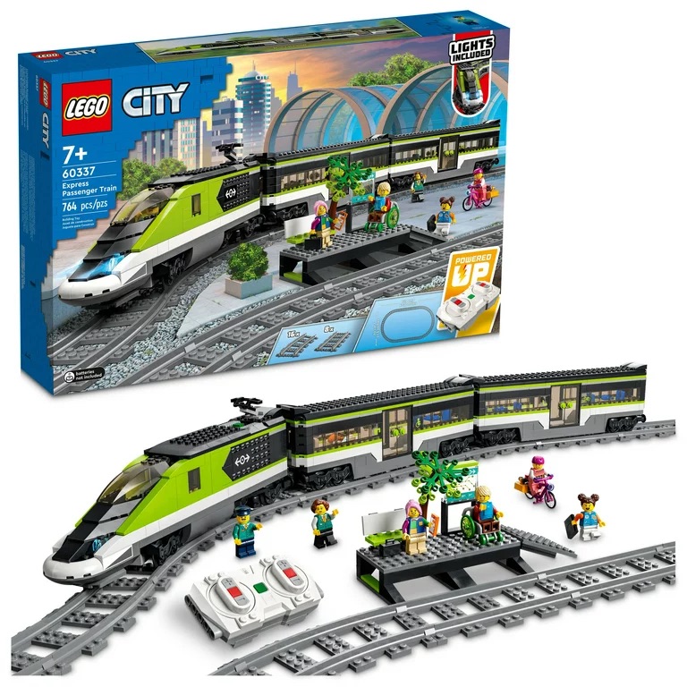 LEGO City Express Passenger Train Set, 60337 Remote Controlled Toy, Gifts for Kids, Boys & Girls with Working Headlights, 2 Coaches and 24 Track Pieces - Walmart.com 城市特快列车