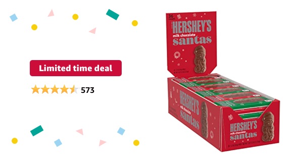 Limited-time deal: HERSHEY'S Milk Chocolate Santas, Christmas Candy Bars, 1.2 oz (36 Count)