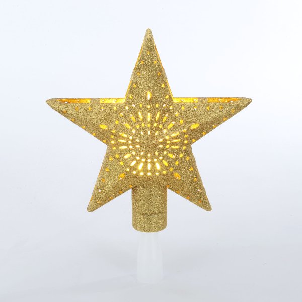 Holiday Time Gold Star Lighted Projection LED Tree Topper, 11.4"