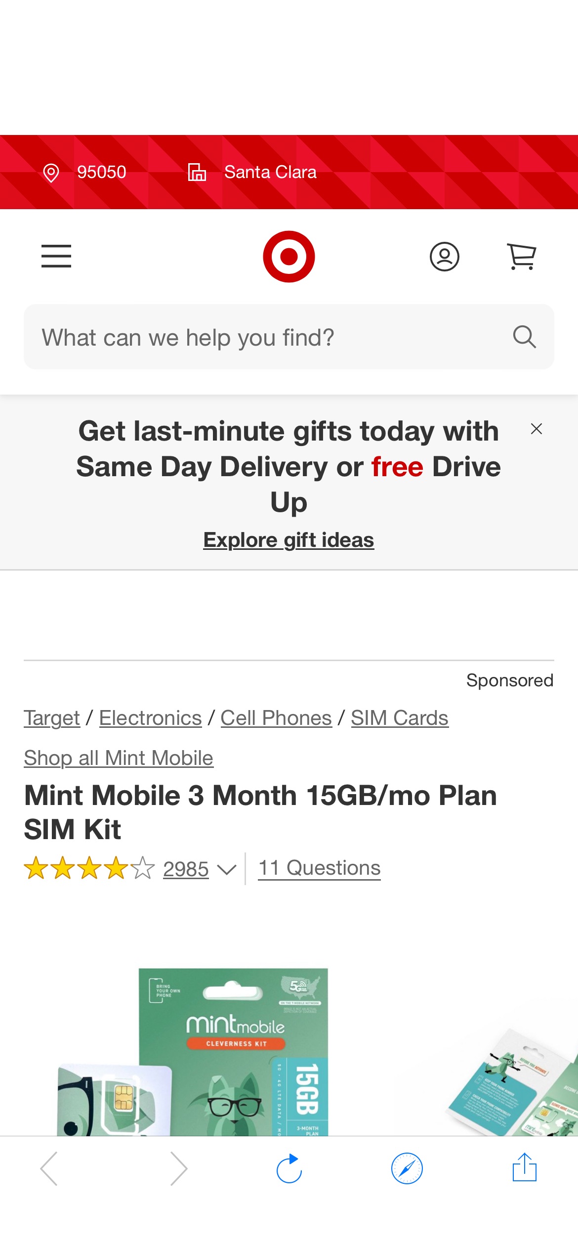 Mint Mobile 3 Month 15gb/mo Plan Sim Kit : Target