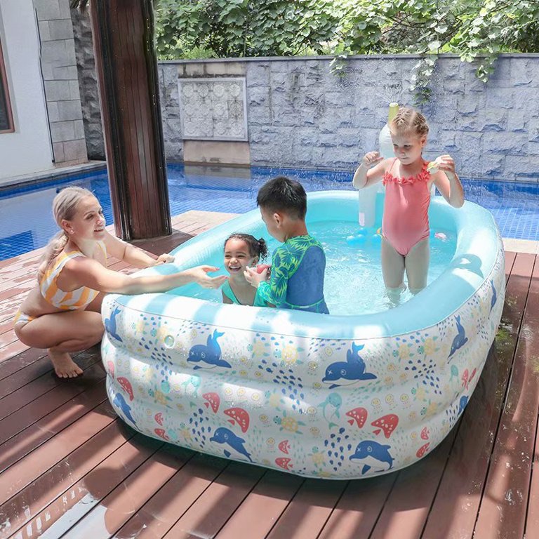 Piscis Inflatable Swimming Pool, 59" X 43.3" X 23.6" Inflatable Lounge Pool for Baby Kiddie Kids Infant Toddlers for Ages 3+, Outdoor Garden Backyard Summer Water Party 充气泳池