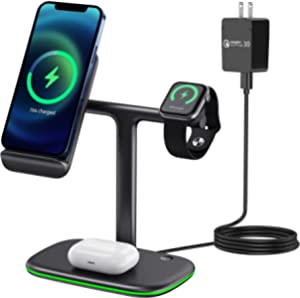 Amazon.com: Apetiy Wireless Charging Station 3 in 1 Wireless Charger for Apple Watch Series Se 6 5 4 3 2 Air架子