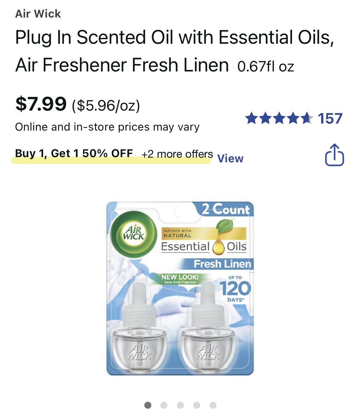 Air Wick Plug In Scented Oil with Essential Oils, Air Freshener Fresh Linen | Walgreens