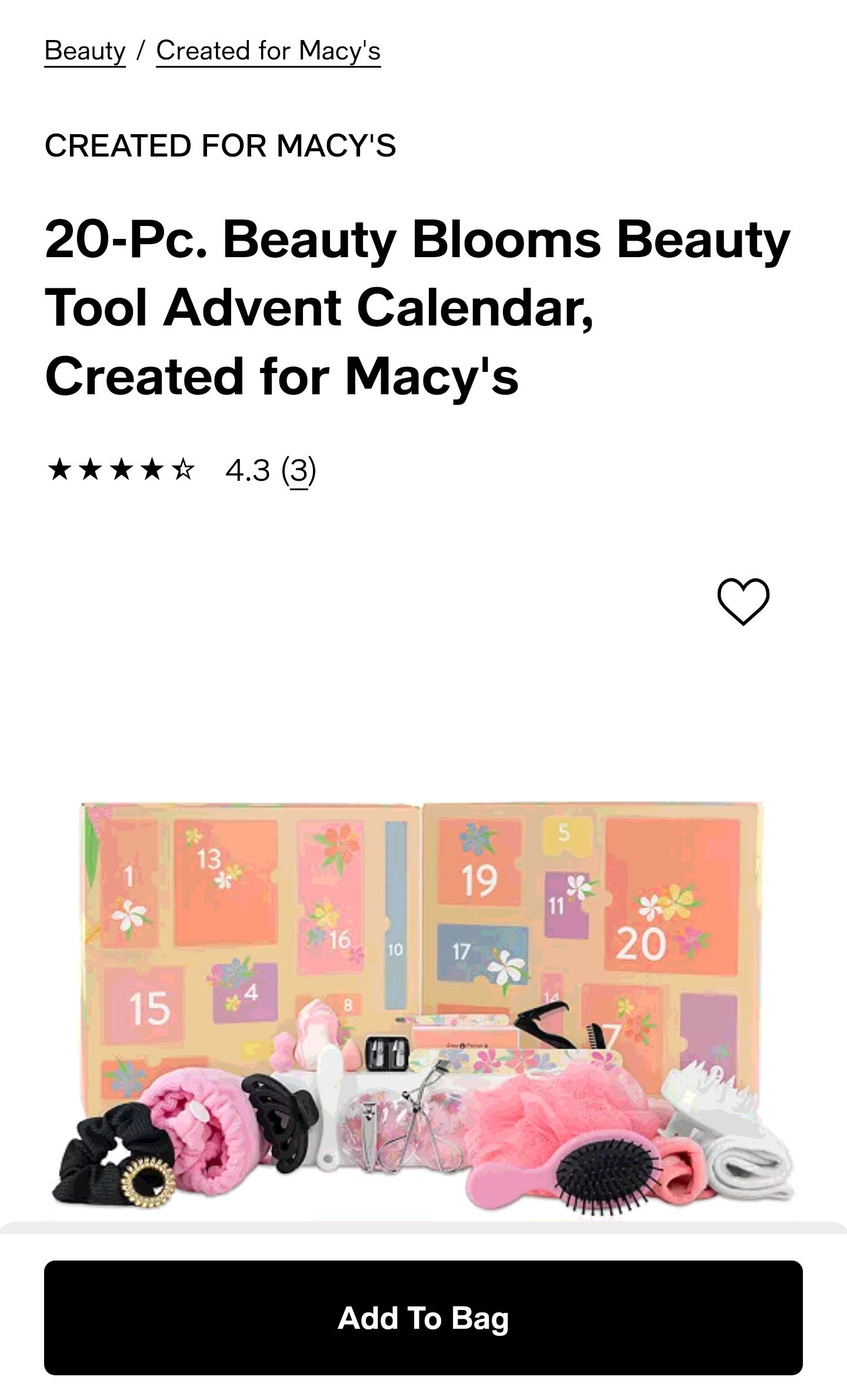 Created For Macy's 20-Pc. Beauty Blooms Beauty Tool Advent Calendar, Created for Macy's & Reviews - Created for Macy's - Beauty - Macy's