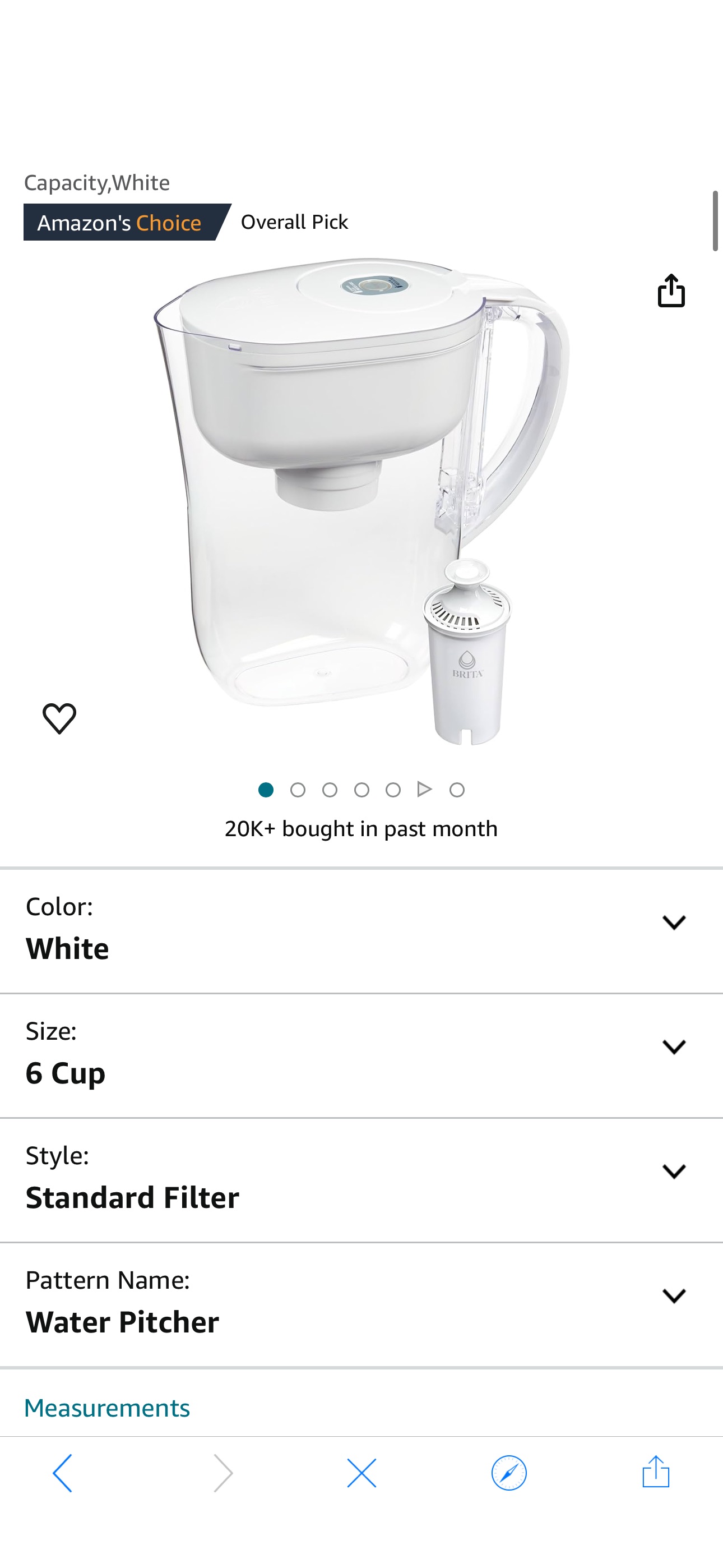 Amazon.com: Brita Metro Water Filter Pitcher, BPA-Free Water Pitcher, Replaces 1,800 Plastic Water Bottles a Year, Lasts Two Months or 40 Gallons,Includes 1 Filter,Kitchen Accessories, Small -6-Cup Ca