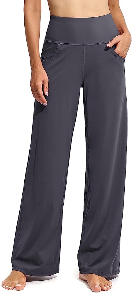 Promover Womens Wide Leg Yoga Pants Tummy Control Athletic Lounge Sweatpants Flare Walking Dance Pants with Pockets Stretch (Gray, M) : Amazon.ca: Clothing, Shoes & Accessories