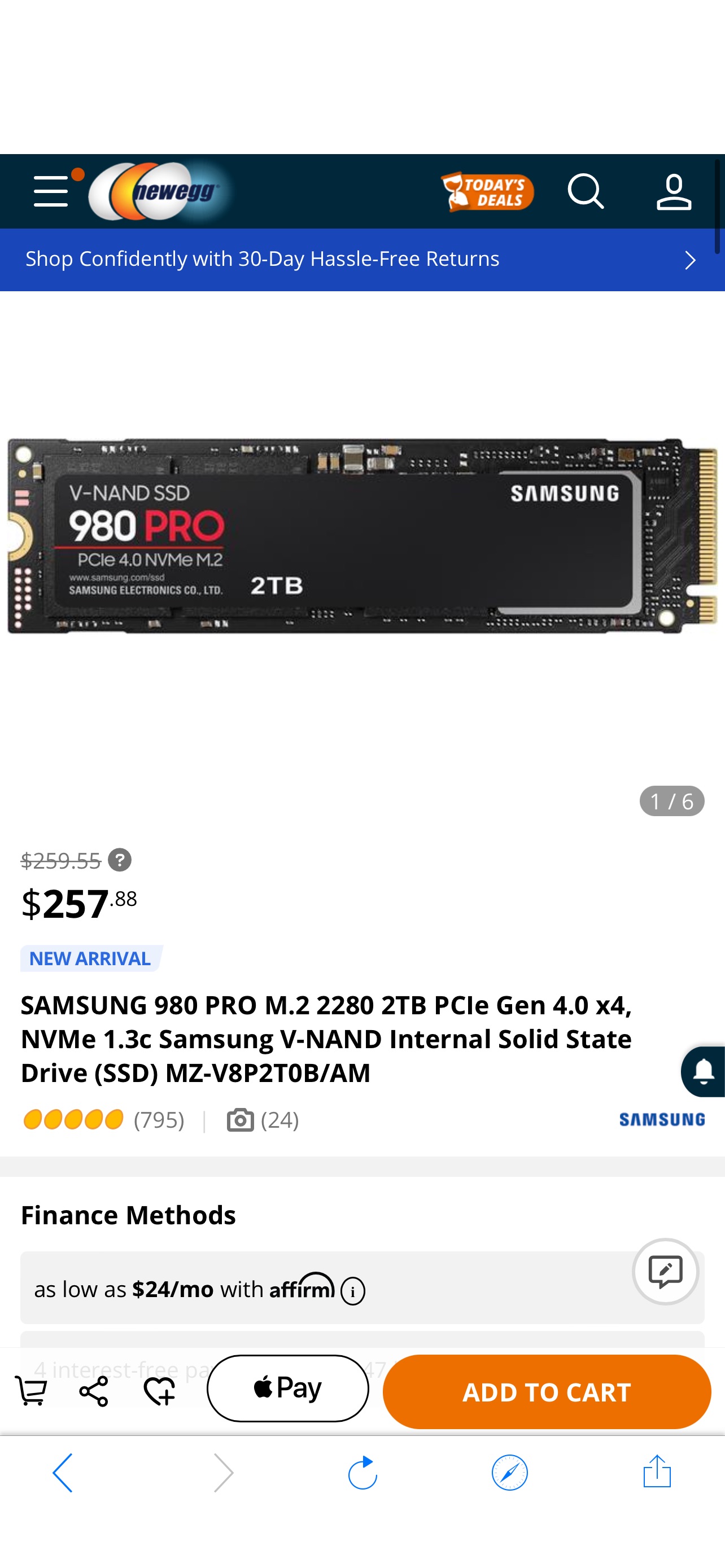 SAMSUNG 980 PRO M.2 2280 2TB PCIe Gen 4.0 x4,新蛋史低