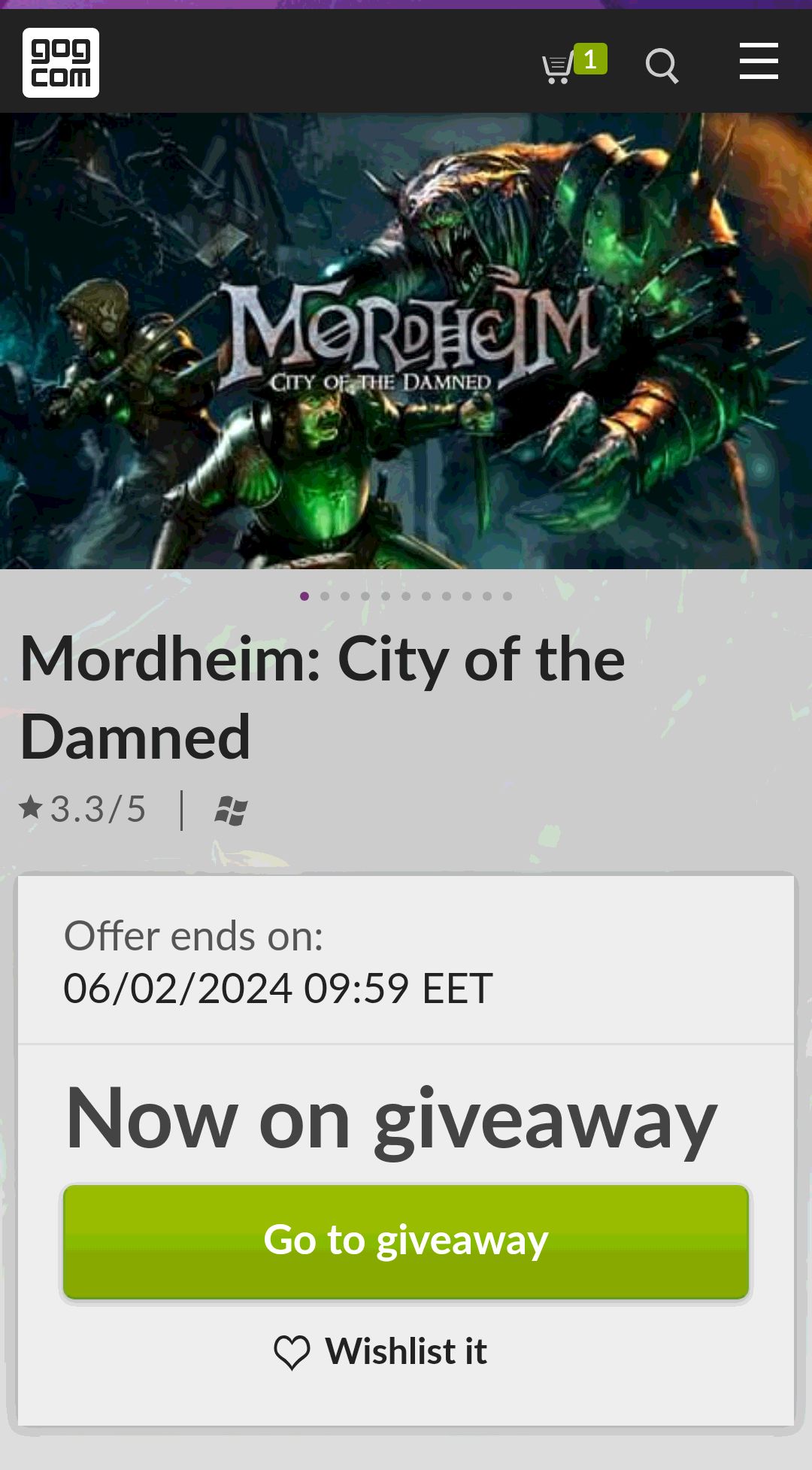 -90% Mordheim: City of the Damned on GOG.com喜加一
