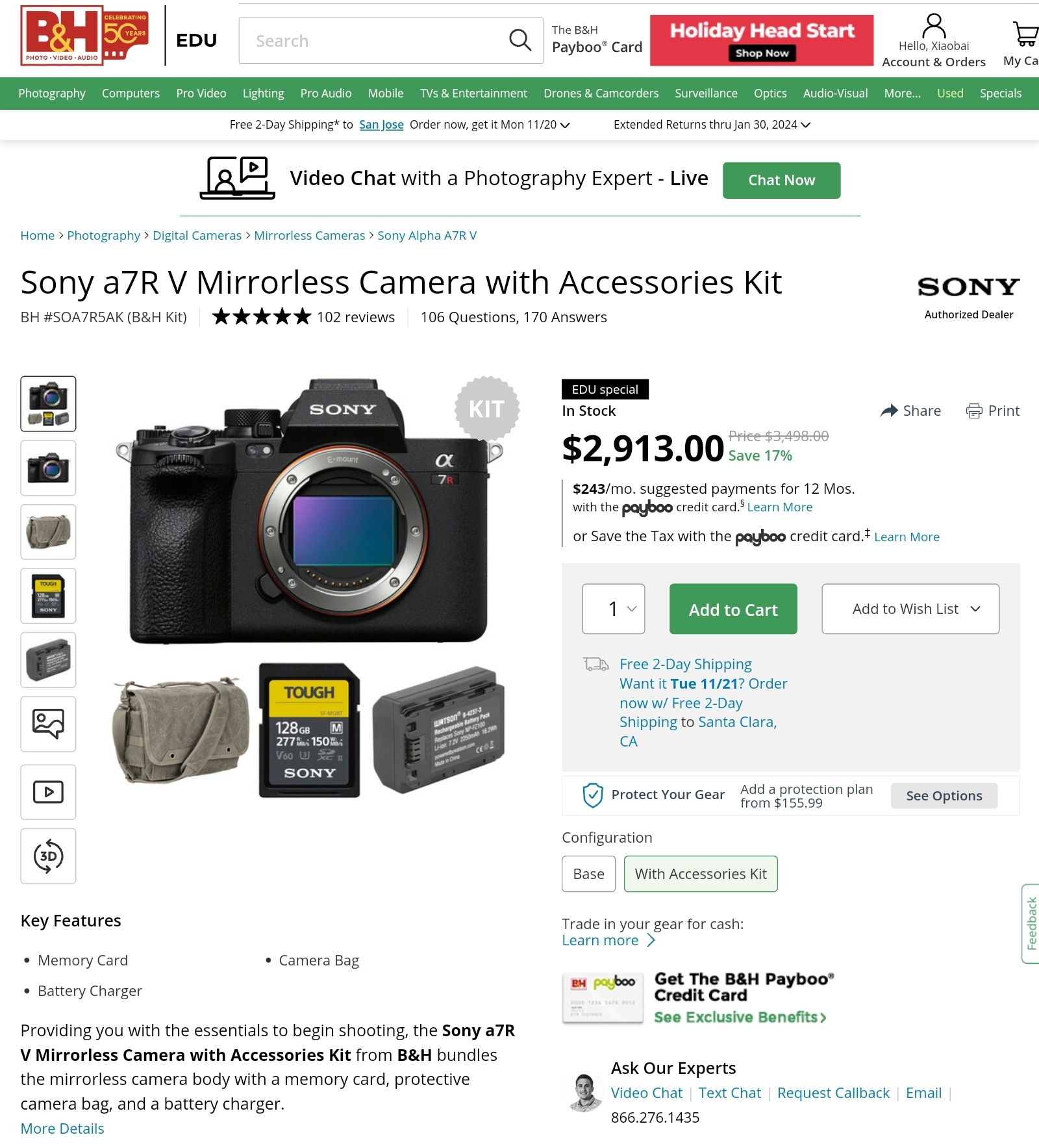Sony a7R V Mirrorless Camera with Accessories Kit B&H Photo