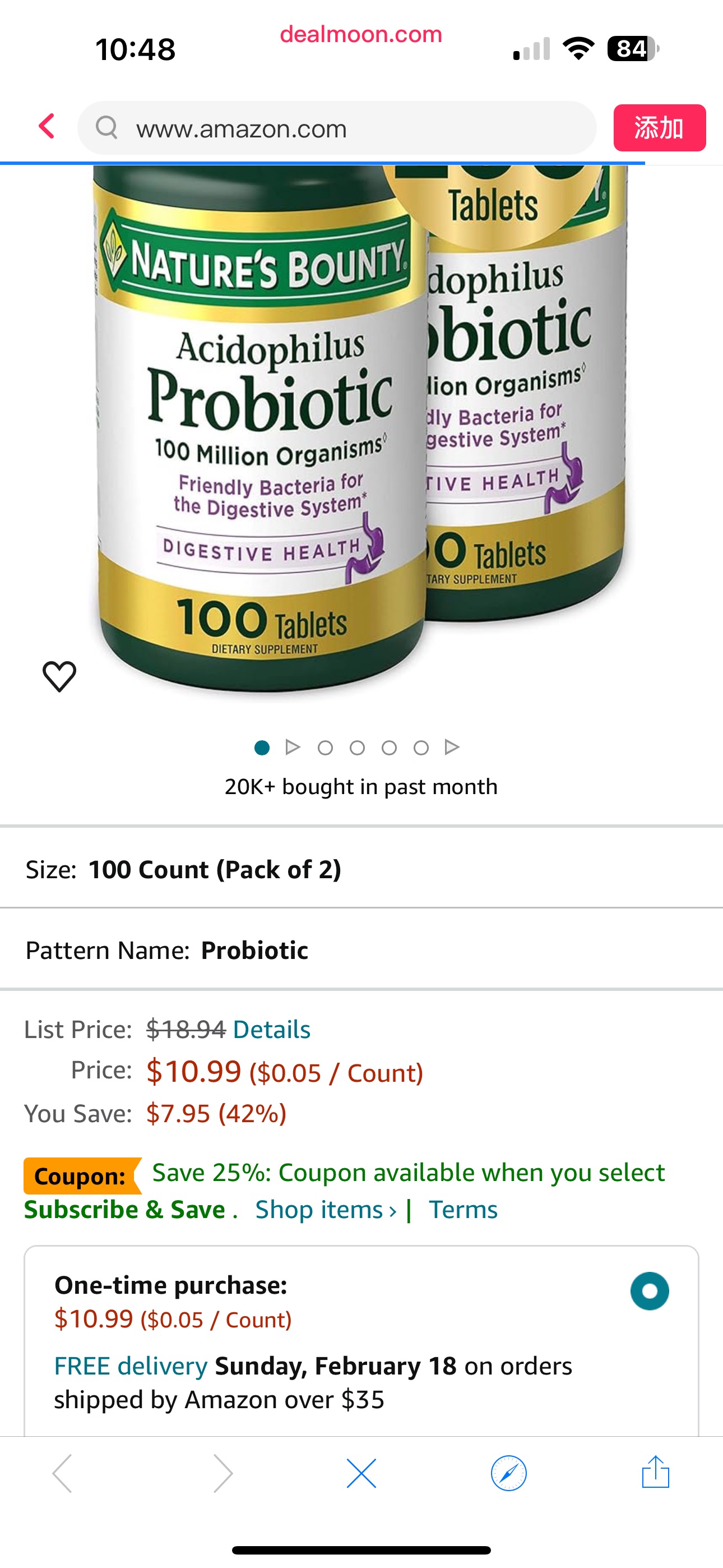 Amazon.com: Nature's Bounty Acidophilus Probiotic, Daily Probiotic Supplement, Supports Digestive Health, Twin Pack, 200 Tablets : Health & Household益生菌胶囊续订