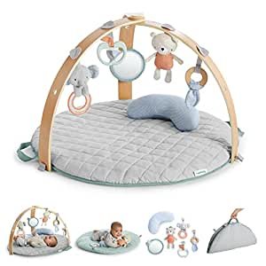 Ingenuity Cozy Spot Reversible Duvet Activity Gym & Play Mat with Wooden Bar