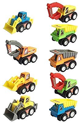 小汽车Construction Vehicles Pull Back Toy Cars Bulldoze Excavator Dump Truck Model Kit for Children Toddlers Kids Mini Engineering Toys Party Favors Cake Decorations Topper Birthday Gift 9 Packs