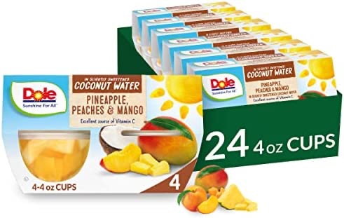 Amazon.com : Dole Fruit Bowls Pineapple Peach Mango in Slightly Sweetened Coconut Water, Gluten Free Healthy Snack, 4 Oz, 4 Count (Pack of 6) (Packaging may vary) : Everything Else