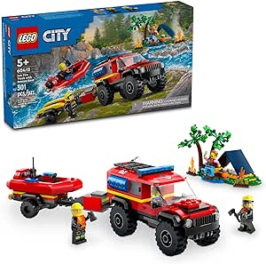 Amazon.com: LEGO City 4x4 Fire Truck with Rescue Boat Toy 