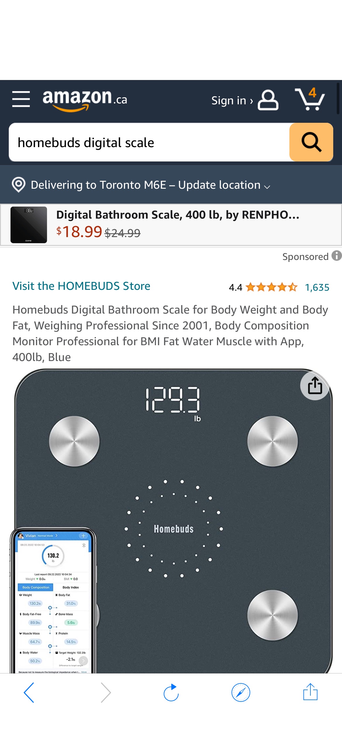 Homebuds Digital Bathroom Scale for Body Weight and Body Fat, Weighing Professional Since 2001, Body Composition Monitor Professional for BMI Fat Water Muscle with App, 400lb, Blue : Amazon.ca: Health