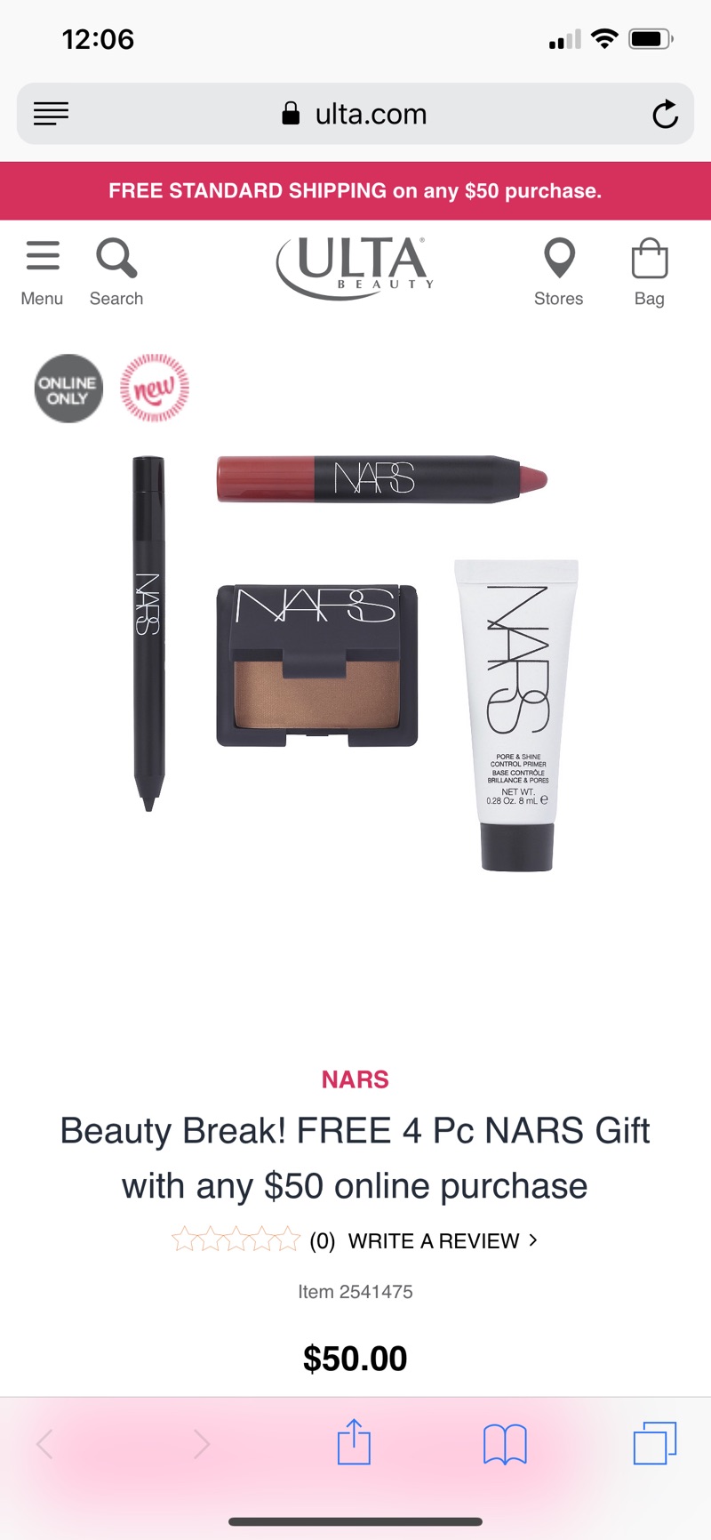 NARS Beauty Break! FREE 4 Pc NARS Gift with any $50 online purchase | Ulta Beauty nars 4件套